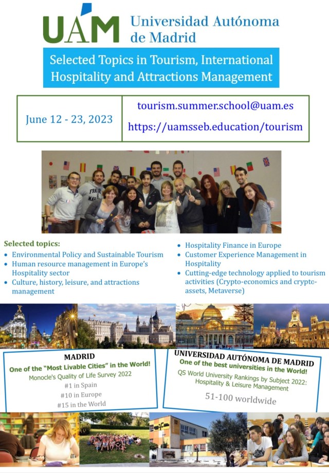 UAM Tourism Summer School poster 2023